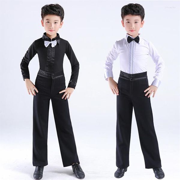 Стадия Wear Boys Latin Dance Costume Ballroom Cha rumba salsa tango performance set glass black bow dancewear284g