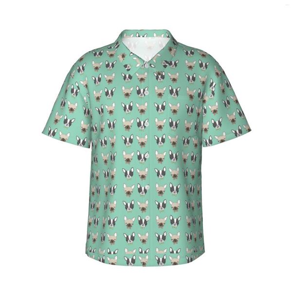 Camicie casual da uomo Terrier Dog Pattern Mens manica corta hawaiana abbottonata spiaggia tropicale floreale