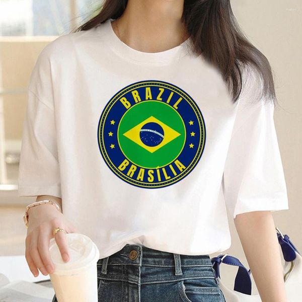 Camisetas Masculinas com Bandeira do Brasil Camisetas Masculinas Streetwear Gráfico de Verão Masculino Harajuku Manga Vestuário