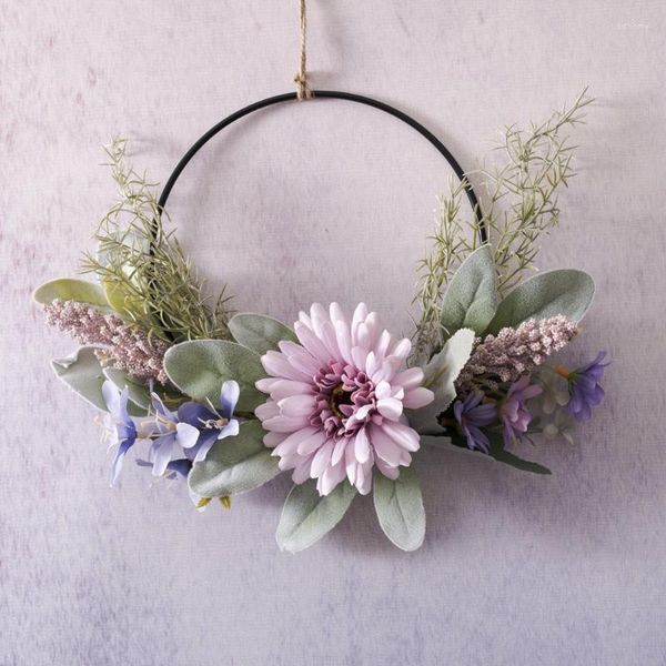 Dekorative Blumen, Wandbehang, Kranz, Türdekoration, Vorderkränze, Zuhause, Blumen, Valentinstag, künstliche Sommer-Frühling-Ostern-Accessoires