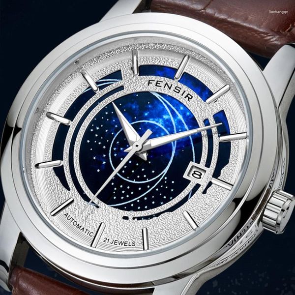 Orologi da polso IndePenDent Brand FENSIR Men Star Bright Stars Orologio al quarzo Fashion Ieisure Ieather WaterProof