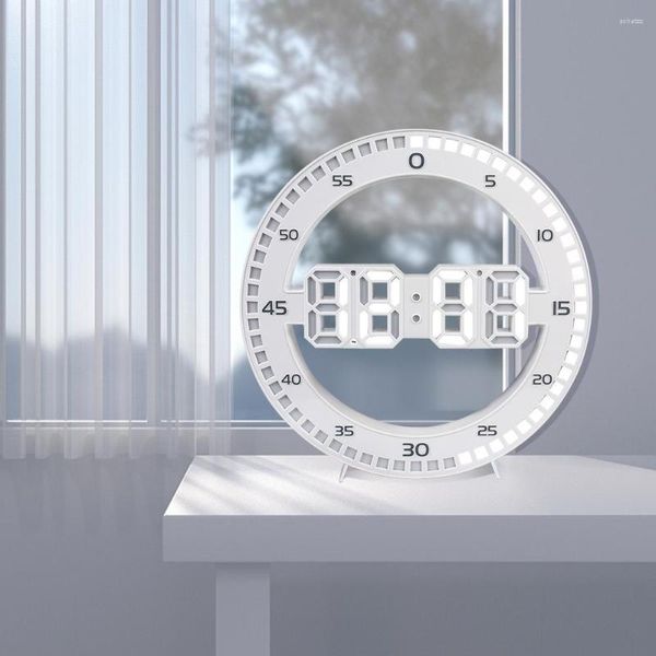 Duvar Saatleri Aydınlık LED Alarm Takvim Sıcaklığı Sessiz Dairesel 3D Dijital Saat Oturma Odası Ev Dekor