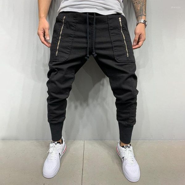 Pantaloni da uomo Cargo Men 2023 Hip Hop Streetwear Cotton Fashion Casual Multi-Pocket Zipper Pencil Green Joggers Pantaloni della tuta