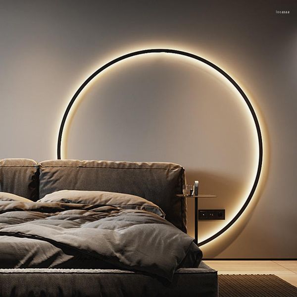 Candeeiro de parede Moderno Minimalista Anéis de Led USB Sala de Estar Fundo Arandela Iluminação Criativa Ao Lado da Luz Fixação de Quarto