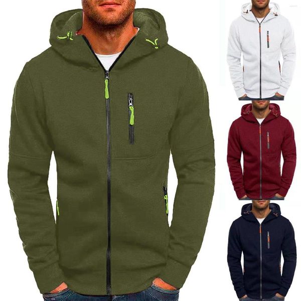 Erkek Hoodies Rawstring Sport Sweatshirt Palto Ceket Sonbahar Kış İnce Sıradan Katı Katı Uzun Kollu Kapüşonlu Sweatershirt