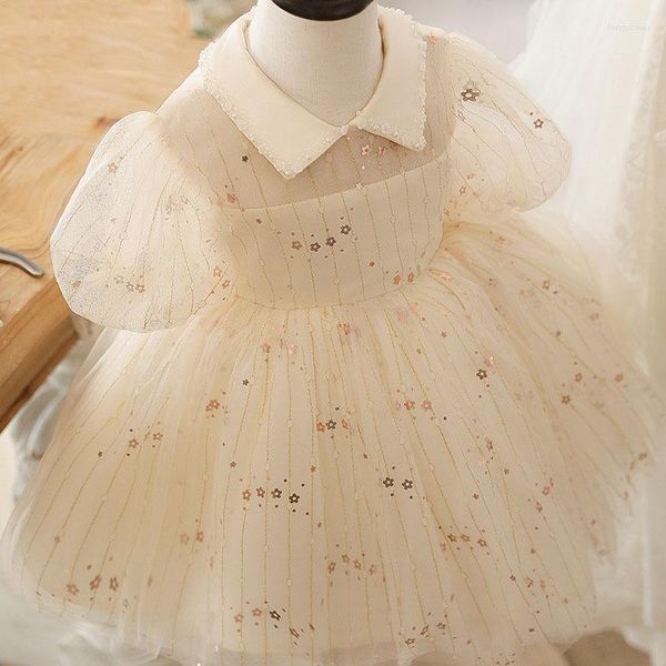 Mädchen Kleider Mädchen Kleid Koreanische Baby Geburtstag Für Stern Pailletten Elegante Prinzessin Infant Party Taufkleid 2023