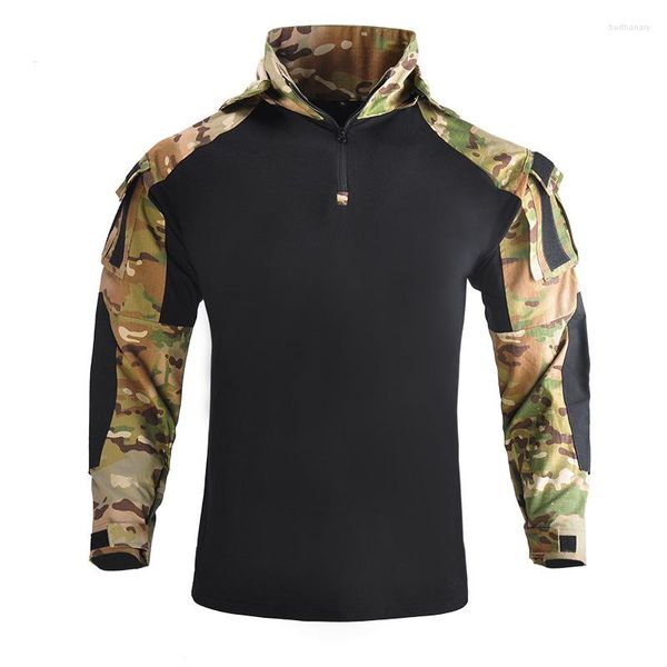 Jaquetas masculinas ao ar livre com capuz tático camisa de caça uniforme de combate camuflagem legal com capuz manga longa camiseta equipamento