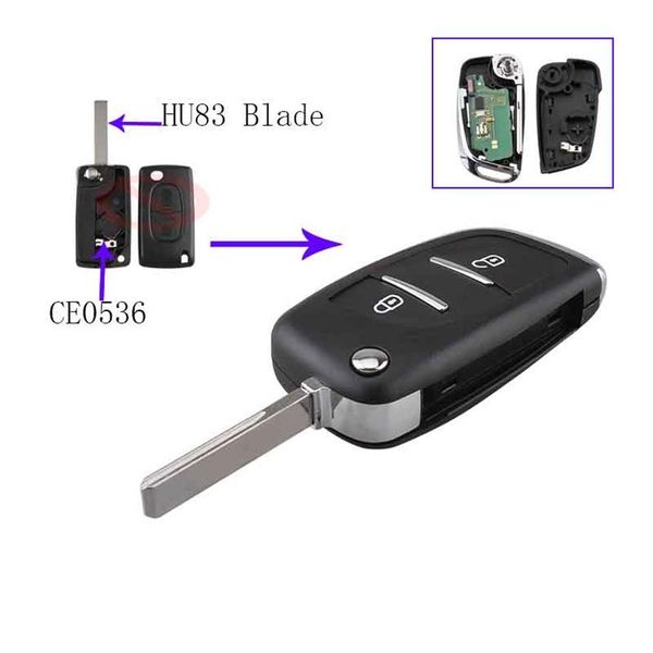 Botões 433MHz HU83 Blade PCF7961 Chips Remote Fob Key Para Peugeot 207 307 308 407 Keyless Entry CE0536 ASK Signal282d