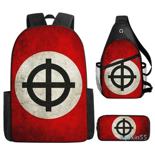 Flag of the School School Backbage Three Piece Set Cartoond Backpack для учащихся начальной и средней школы