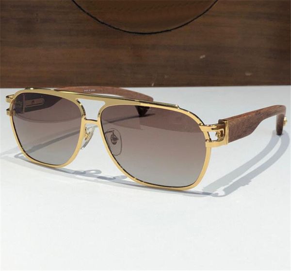 Novo design de moda masculino óculos de sol piloto HUM MER armação de metal retrô templos de madeira simples estilo generoso óculos de proteção UV400 externos de alta qualidade