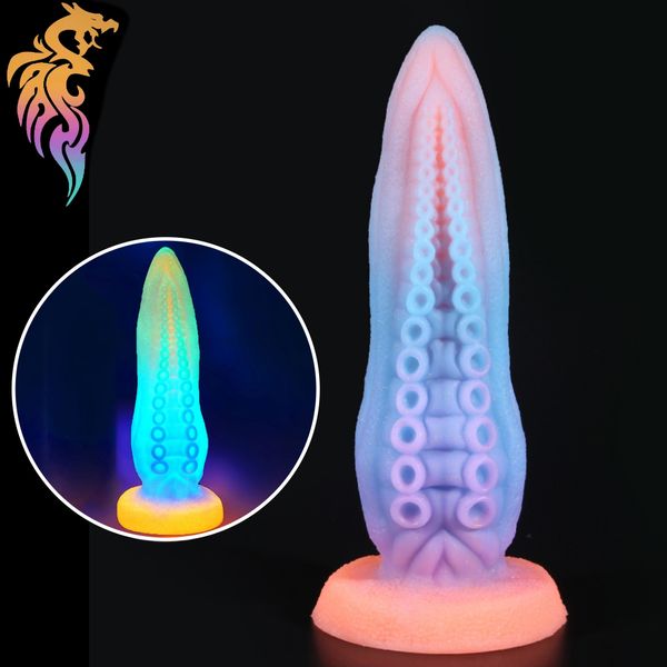 Dildos/Dongs Cute Soft Luminous Dildo Feminino Masturbador Sex Toys For Women Men Sensação de Pele Realista Penis Silicone Com Ventosa Dildos 230728