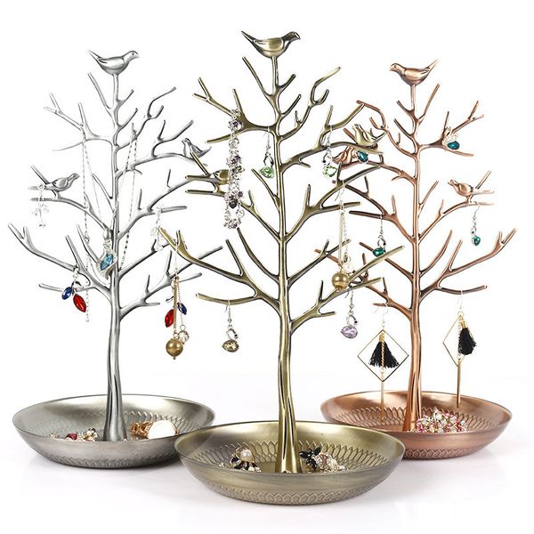 Supporto per gioielli Creative Bird Tree Espositore per gioielli Espositore per orecchini Cremagliera per bracciali Collana per gioielli Puntelli per esposizione in metallo 230728