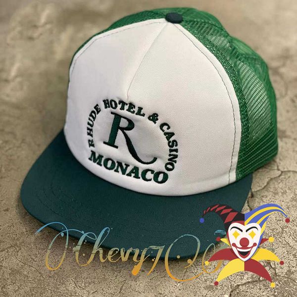 Cappello da sole Rhude in maglia verde con ricamo Uomo Donna Berretto da baseball regolabile Rhude di migliore qualità all'interno delle etichette