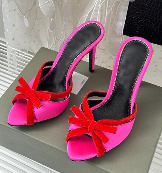 Moda Salto agulha Borboleta Seda verdadeira Decoração pontiaguda Sandálias Sapatos Couro Pé feminino Cinto de água nua festa de casamento Lady Sexy EU35-41