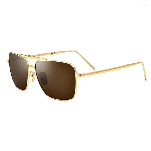 Sonnenbrille Titan Männer Polarisierte UV400 Silber/Schwarz/Gold Quadratische Gläser Für Vintage Folding JDA3125