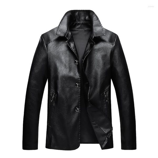 Мужские куртки модная кожаная куртка осень простой лацкал Slim Solid Color Casual Chaquetas Los Hombres S-5xl