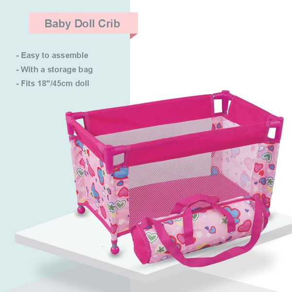 Ferramentas Workshop Baby Doll Berço Pack and Play Acessório Simulação DIY Doll Bed até 18 Bonecas com Carry Along Bag Brinquedo Presente para Meninas e Crianças 230729