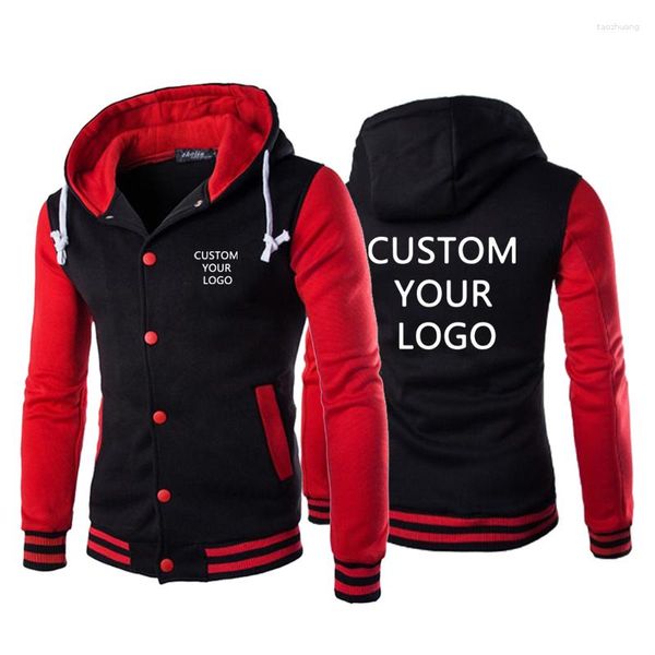 Herren Hoodies Individuelles Logo Männer Jacke Frühling Herbst Langarm Slim Fit Casual Sportwear Outdoor Tops Mantel Schwarz Weiß Rot Gelb