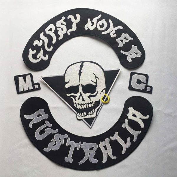 Moda GYPSY JOKER AUSTRÁLIA MC Club Biker Colete com remendo bordado de ferro na parte de trás da jaqueta Motorcyle Patch 326j