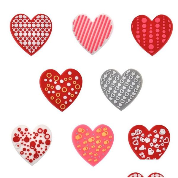 Parti di scarpe Accessori San Valentino Amore Zoccolo Charms Cuore Jibitz Decorazione Fibbia Perni Charm Pvc Drop Consegna Serie Casualmente