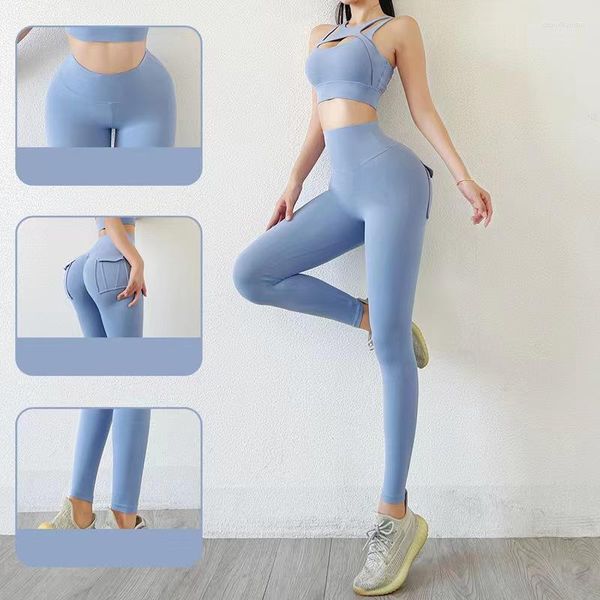 Active Sets 2pcs Sexy Hollow Out Sport Yoga Set Solid Trabout Olde для женщин с высокой талией.