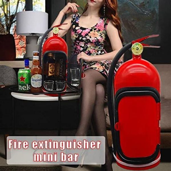 Decorações de Interiores Metal Extintor de Incêndio Mini Bar Novidade Licor Vinho Caixas de Armazenamento Sistema Criativo Carro de Bombeiro177R