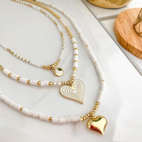 Подвесные ожерелья Kkbead Heart Collece Jewelry 2023 INS Fashion White Beads for Women Friend