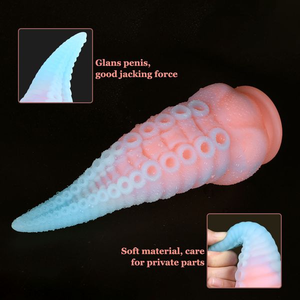 Dildo / Dong Dildo anali luminosi per le donne Incandescente Enormi tentacoli di polpo in silicone Plug anale Massaggio alla prostata Buttplug Giocattoli del sesso Prodotto del sesso 230728