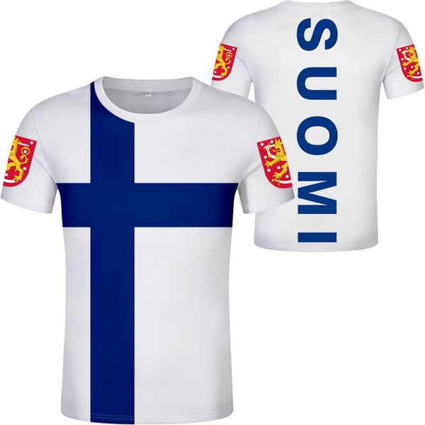 Мужские футболки Финляндия Молодежь Студент DIY бесплатно на заказ номера футболка нация флаг финский шведский шведский сумо-колледж.