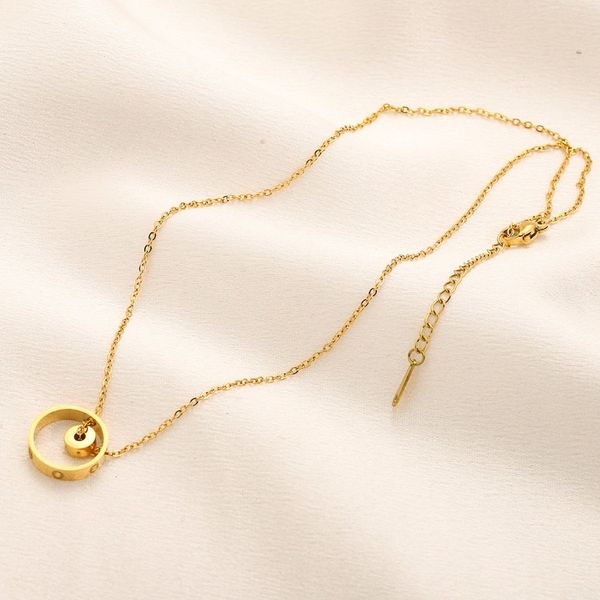 Clássico banhado a ouro pingente colares charme amor presente colar de aço inoxidável à prova dwaterproof água longa corrente designer marca jóias