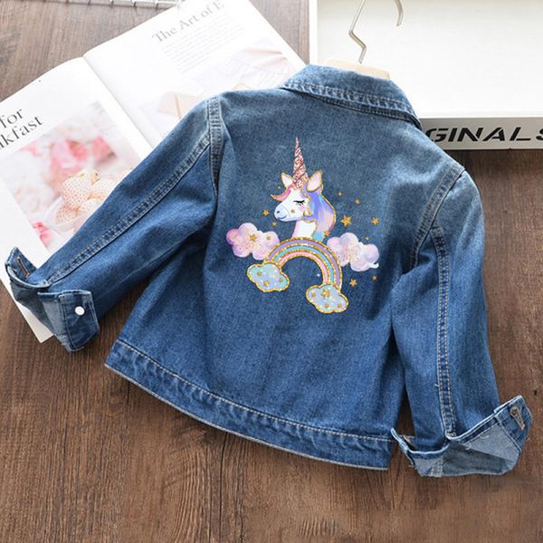 Giacche 2 10 anni ragazze giacca di jeans vestiti del neonato moda primavera bambini cappotto di jeans per cute unicorno autunno bambini capispalla 230728