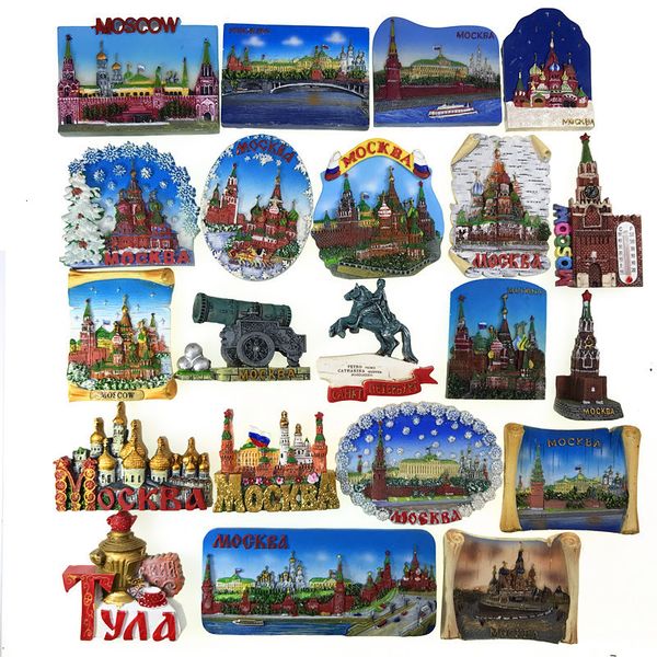 Magneti per il frigorifero Russia Mockba Souvenir turistico del mondo culturale Fefrigerator Magnet 3d Disegnato a mano Creativo Ornamento per la casa Resina 230729