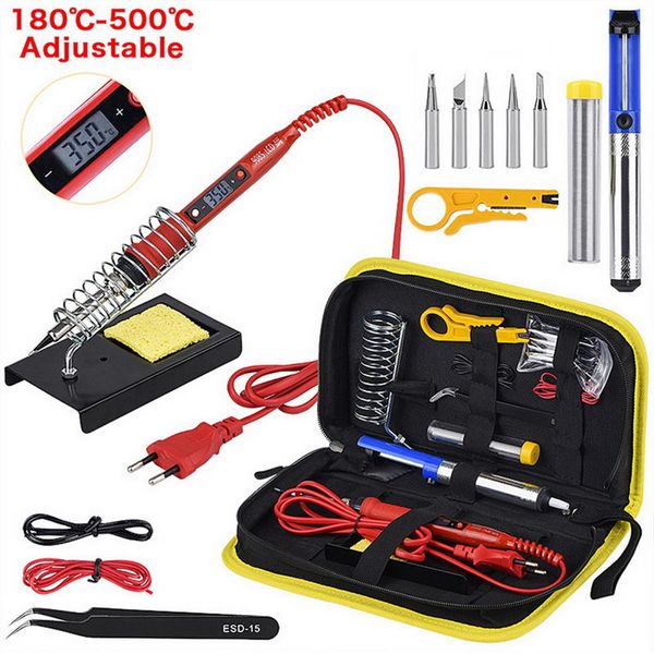 Kit de ferro de solda 220V 80W Temperatura ajustável LCD Solda Ferramentas de solda Aquecedor de cerâmica Dicas de solda Bomba de dessoldagem193d