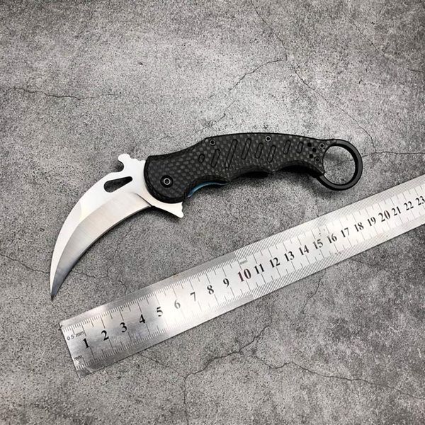 Coltello pieghevole Fox artiglio manico in fibra di carbonio D2 acciaio campeggio campeggio esterno equipaggiamento tattico militare combattimento autodifesa portatile hi1931