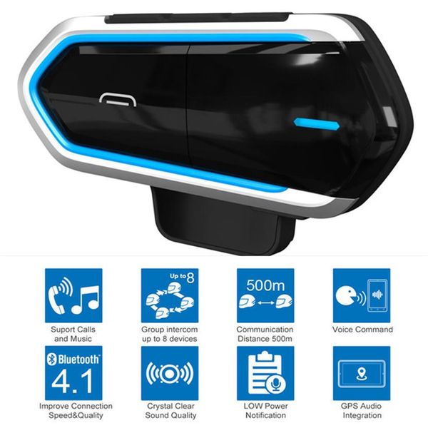 Capacete de motocicleta Fones de ouvido Bluetooth sem fio Riding Hands Rádio FM Estéreo MP3 Operação fácil à prova d'água LongStand242B