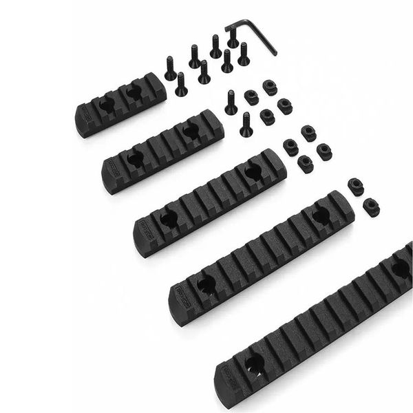 Conjunto de 5 peças Tático M-Lok Picatinny Rail 5 7 9 11 13 Slots Mlok Scope Mount Weaver Nylon Seção Lateral Sistema MLOK cx243M