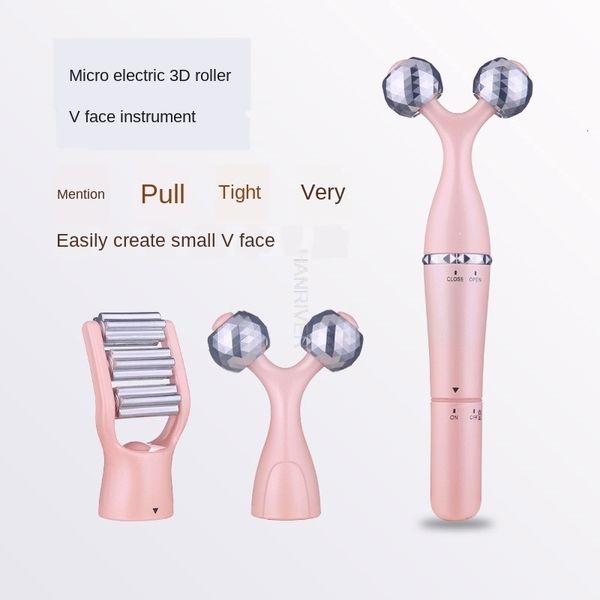 Beinmassagegeräte 3D Face Lifting Elektrisches Instrument Artefakt Roller V Gesichtsmassagegerät Lifting Firming Pink Beauty Bar 230728