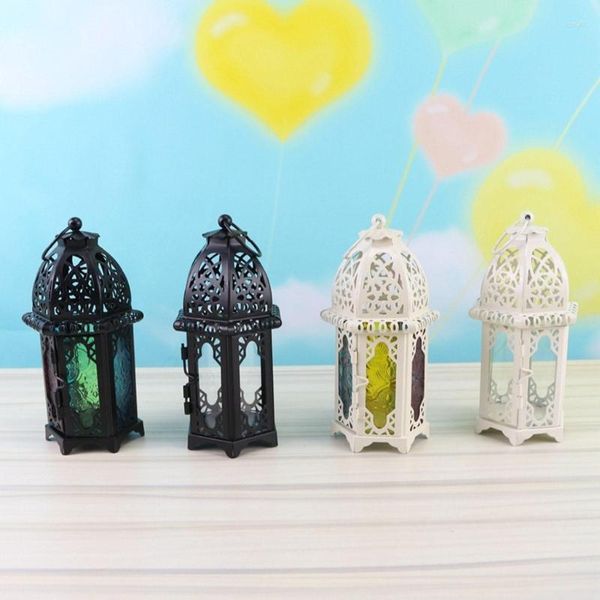 Держатели свечей декоративные фонари для марокканских ретро железной стеклянный держатель висящий настольный свет Свадебный домашний декор E7CB