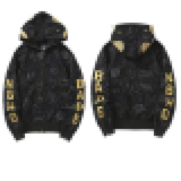 Bathing Ape New Skull Head Cappotto con lettera dorata Maglione casual da uomo Shark Camo Giacca con cappuccio Bathing Ape