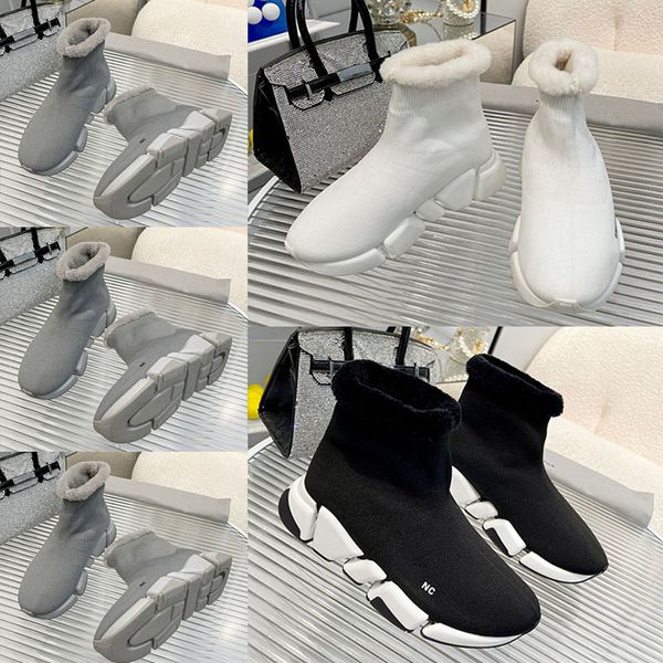 Calzini da donna in maglia 3D riciclati velocità invernale da donna Caldi morbidi e confortevoli Semplicità Scarpe sportive da uomo Designer Nero Classico Marchio