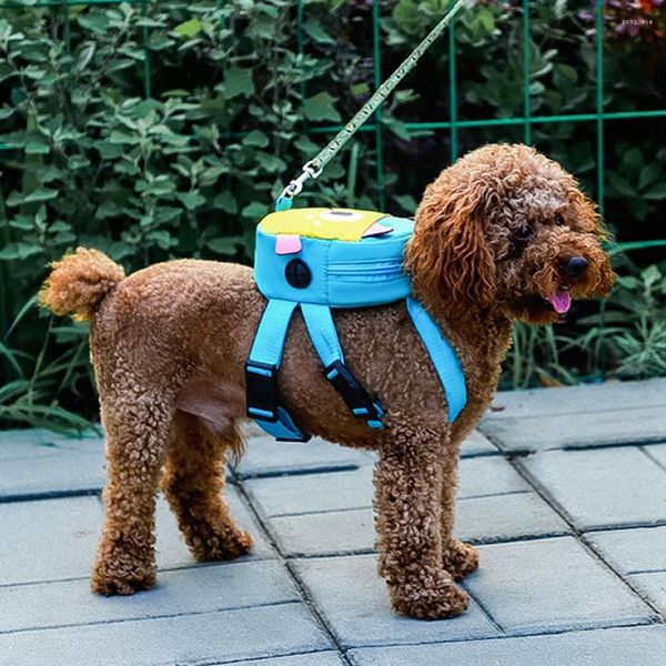 Coleiras de cachorro dos desenhos animados para animais de estimação bolsa escolar para gatos cães filhote de cachorro ajustável automochila com arnês gatinho poodle lanche sacos mascotas suprimentos