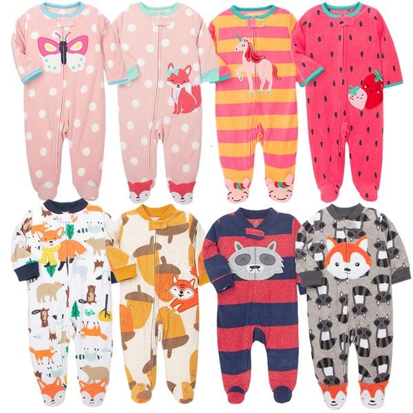Rompers Baby Pajamas Zipper флисовый флис рожденные девочки для девушек теплое зимнее белье в комбинезоны для мальчиков наряды грузовики. Одежда 230728