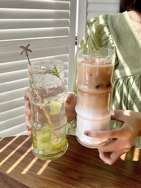 Weingläser Latte Kaffeetasse Bambusglas Transparent Haushalt Eis Amerikanische Milch Saft Getränk Dessert Hochtemperaturbeständig 230729