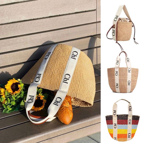 Strohgeflecht Raffias-Shop, großer Korb, Strandtasche mit Griff oben, luxuriöse Damen-Clutch-Tasche, Pochette, Cross-Body-Schultertasche, Designer-Mode, Unterarm-Shopper-Taschen