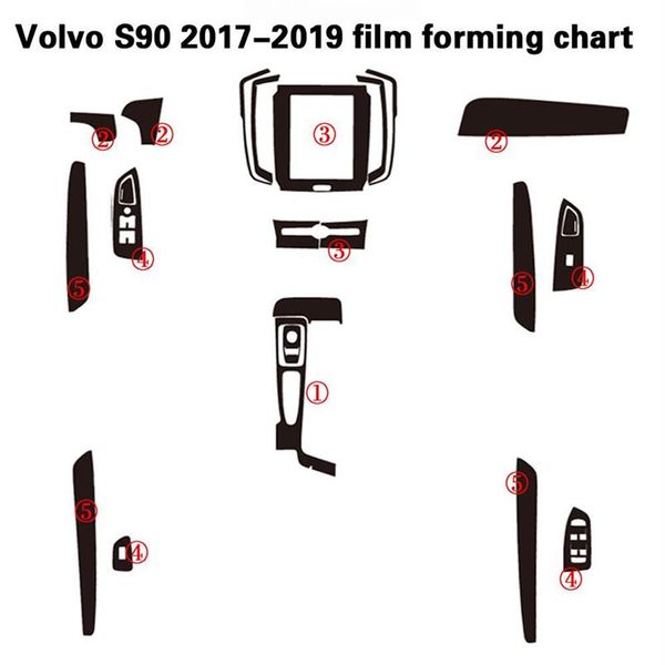 Für Volvo S90 2017-2019 Selbstklebende Autoaufkleber 3D 5D Kohlefaser Vinyl Autoaufkleber und Abziehbilder Auto Styling Accessories250r
