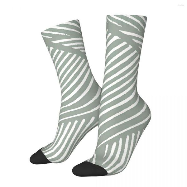 Мужские носки смешные счастливые носки для мужчин Геометрическая зеленая современная линия искусство винтажное качество узора