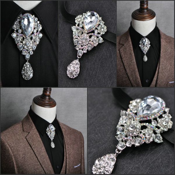 Cravatte da uomo British Bowtie Collana da cowboy Cravatta da donna Cinturino elastico da donna Lega Chic Papillon Bling Crystal Uniform Cravatta 230728