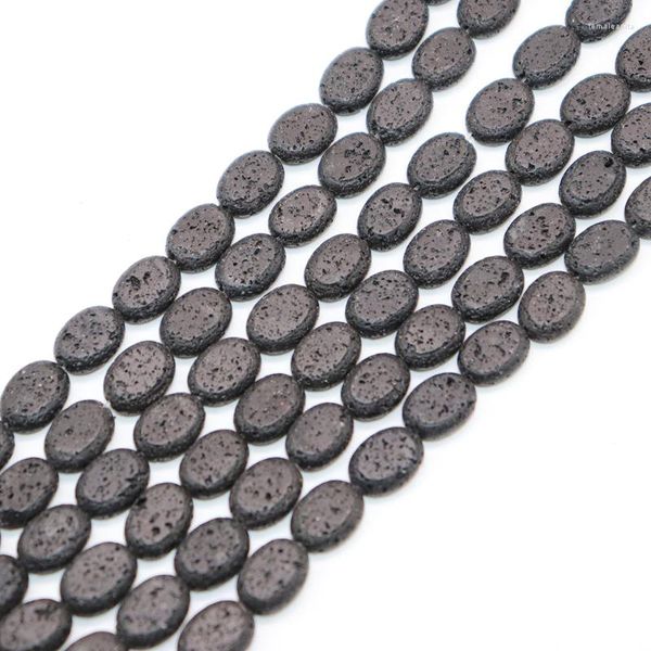 Perline 13 18mm lava vulcanica pietra naturale perlina roccia nera forma ovale spazio libero per creazione di gioielli collana fai da te