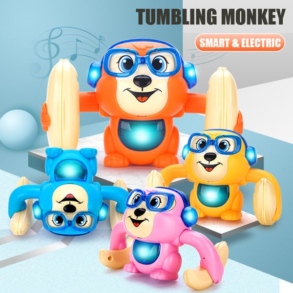 LED Light Sticks Électrique Bébé Jouets Tumbling Rolling Monkey Musique Puzzle Contrôle Vocal Dessin Animé Enfants Début Éducatif Infantile Cadeau 230728