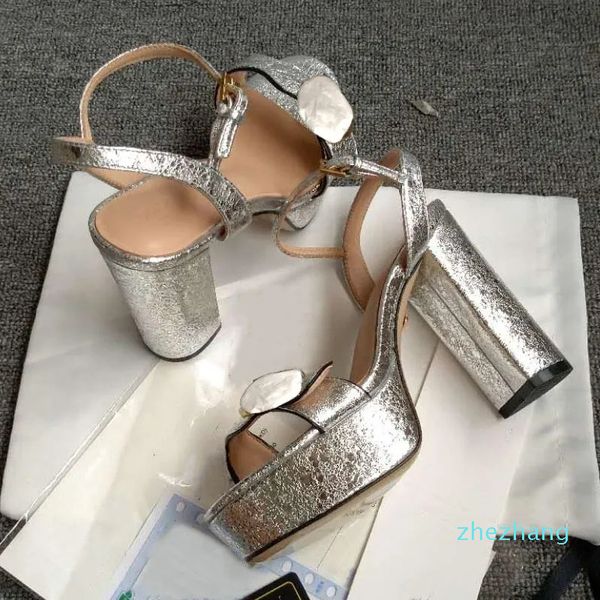 2023-Sandali in pelle tacchi altissimi designer open toe moda estiva piattaforma impermeabile scarpe da sposa ufficio temperamento bocca di pesce ruvido